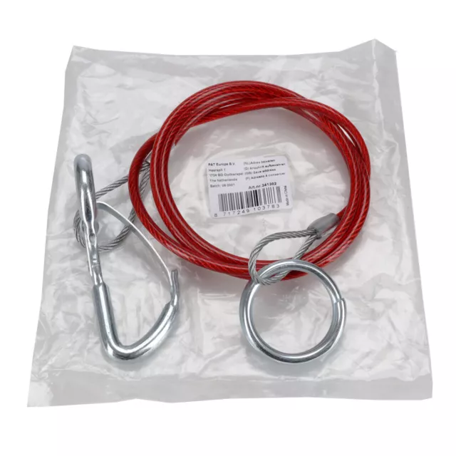 PROPLUS 341302 Abrissseil Sicherungsseil Stahlseil mit Haken für Anhänger 1m