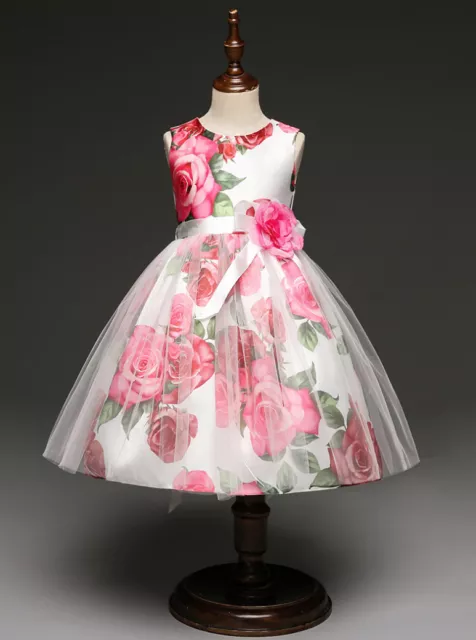 Vestito Bambina Abito Cerimonia Rose Girl Party Roses Princess Dress DG0051