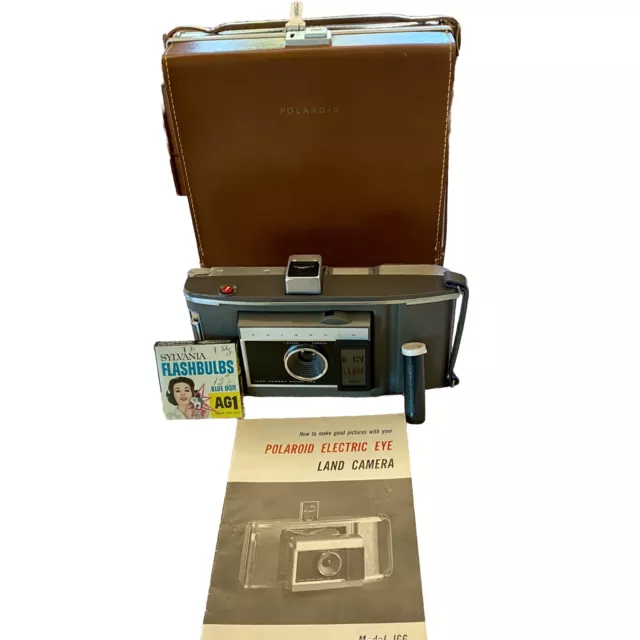 Vintage Polaroid Model J66 Land Camera With Leather Carrying Case Manual & Box