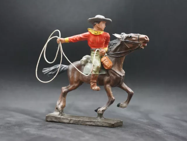 Lineol Massefigur  Cowboy mit Lasso zu Pferd  RAR   von 1935