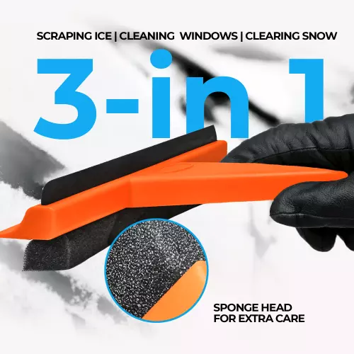 Simply 3 in 1 Winter Car Windscreen Window Ice Scraper Squeegee Wipe Foam Sponge 2