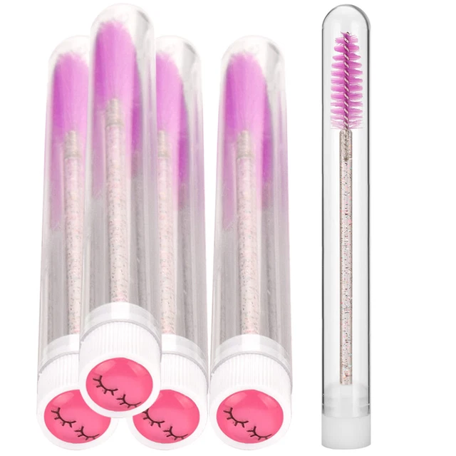 5 Pcs Portable Makeup Brushes Plastic Eyelash Test Tube Mascara