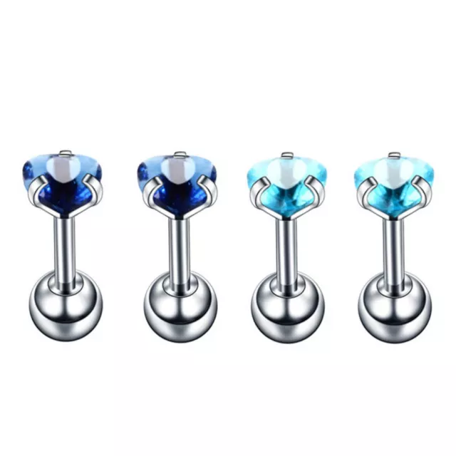 12pcs Heart Shape CZ Stainless Steel Barbell Stud Earrings