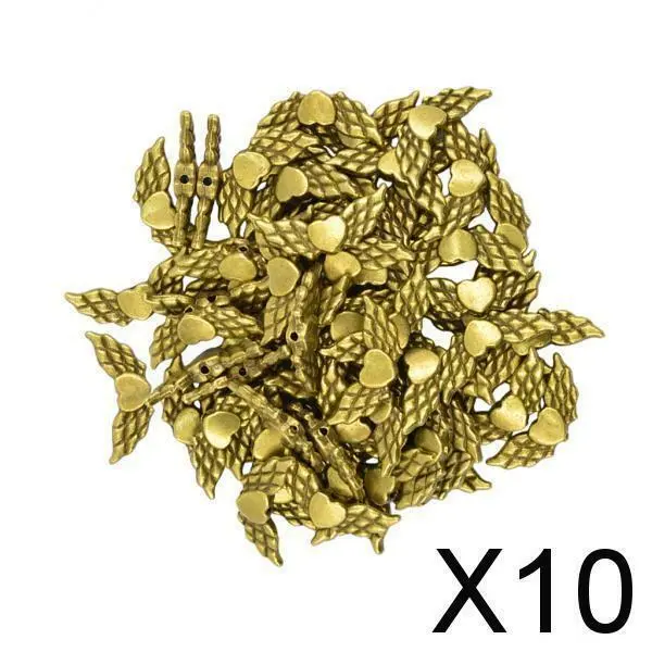 10X 50 Pièces Bronze Angel Angel Wing Heart Spacer Beads Bijoux Bijoux
