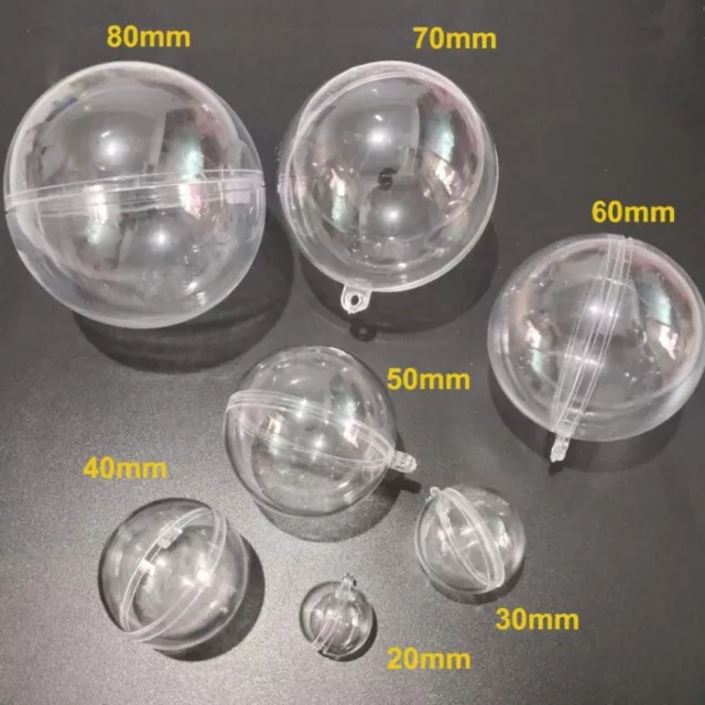 M01445-FS MOREZMORE 40mm Acrylic Ball Sphere Clear 2 Part Open Hanging Ornament
