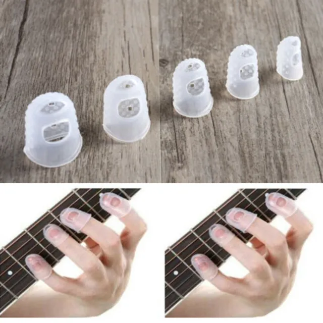 Lot de 4 protège-doigts réutilisables en silicone antidérapant pour  guitare, ukulélé, basse