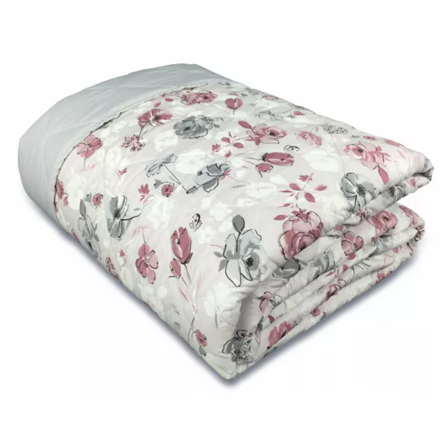 Couvre-Lit Matelassé Gaia Fleur Gris Rose