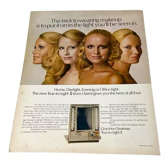 1970 Clairol True-to-Light II Mirror Original Vintage Print Ad