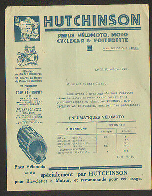 PARIS Caoutchouc PNEUS VELO MOTO AUTOMOBILE "HUTCHINSON" en 1917 IX° 