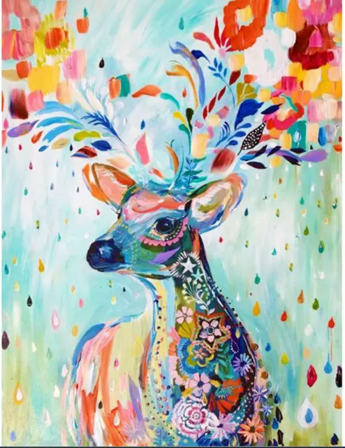 Aivatoba - DIY Paint by Number Kit on Canvas Painting - Abstract Deer - 16"x20"