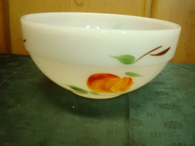 Vintage Anchor Hocking Fire King Gay Fad Fruit Milk Glass 6" Mixing Bowl