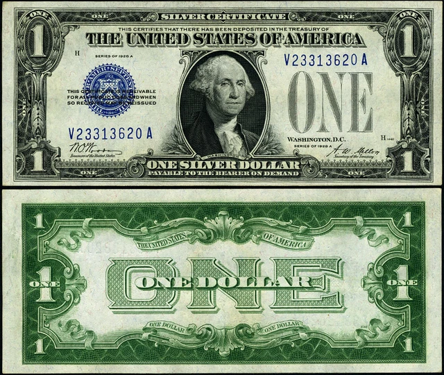 FR. 1601 $1 1928-A Silver Certificate V-A Block AU+