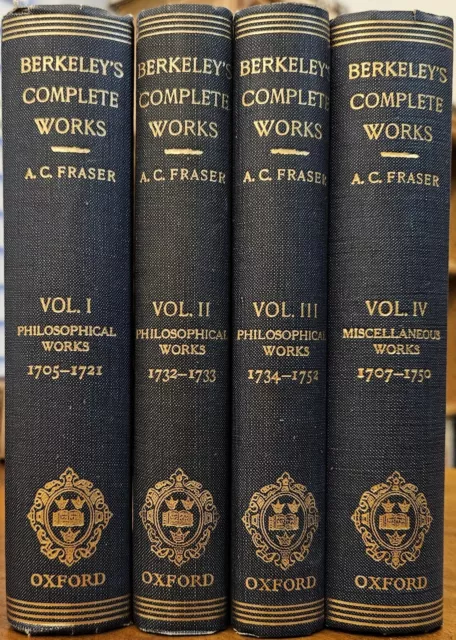 1901, The Works of George Berkeley, Fraser, Complete 4 Volume Set.