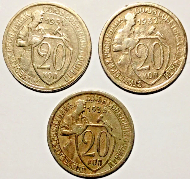 Konvolut Lot Alte Münze,20 Kopeken 1931,1932,1933, UdSSR  CCCP Russland