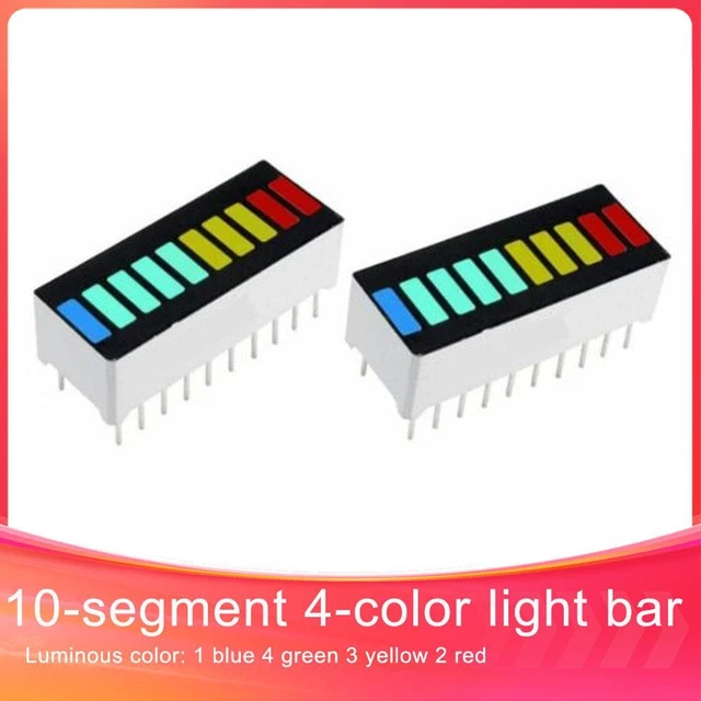 10 Segment 4 Colors LED Bargraph Graph Indicator DIP Blue Green Yellow ReM6