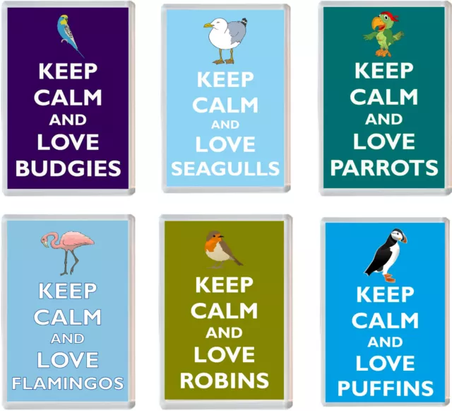 Various Keep Calm Birds 96 x 67mm Jumbo Fridge Magnet - Fun Cute Present Gifts