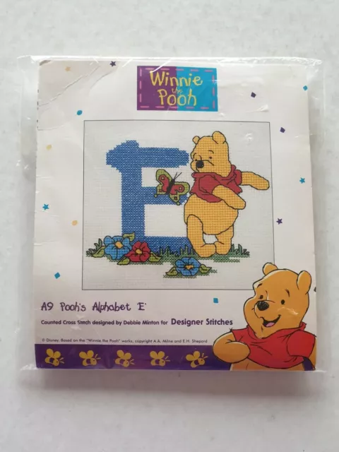 Disney Winnie Pooh - Pooh's Alphabet ' E ' Cross Stitch Kit - 11.5 x 9 cm