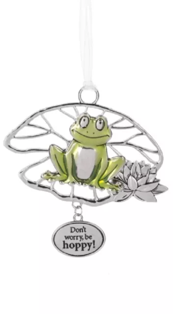 Ganz FROG on a Lilypad Ornament/Car Charm "Don't Worry Be Hoppy!"