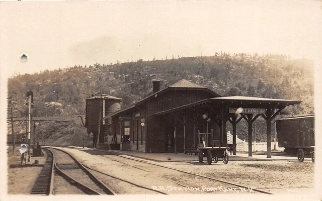 J62/ Port Kent New York RPPC Postcard c1910 Railroad Depot Water Tank 271