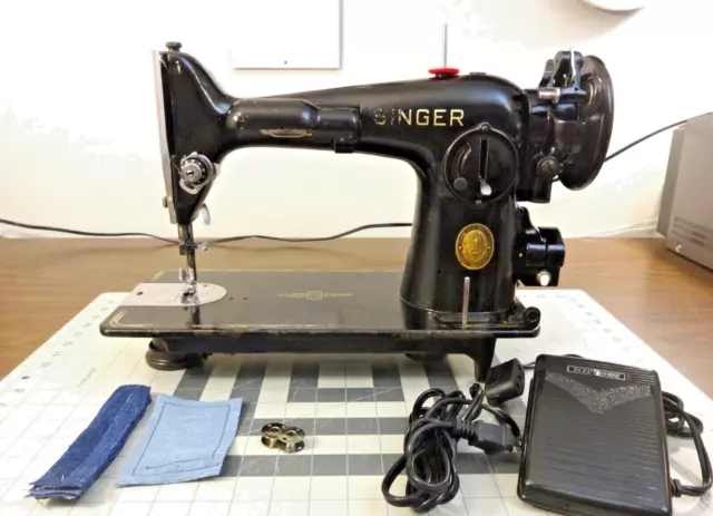 Heavy Duty SINGER 201-2 Gear Drive Sewing Machine - DENIM LEATHER - Serviced