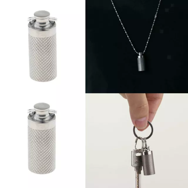 2x Wasserdichte Pillenbox Etui Halter Behälter Kapsel Flasche Schlüsselanhänger Schlüsselring 3