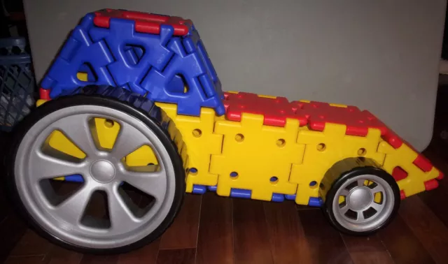 Polydron 32 Pc Giant Vehicles Waffle Block Builders Set-Create Moving Vehicles!