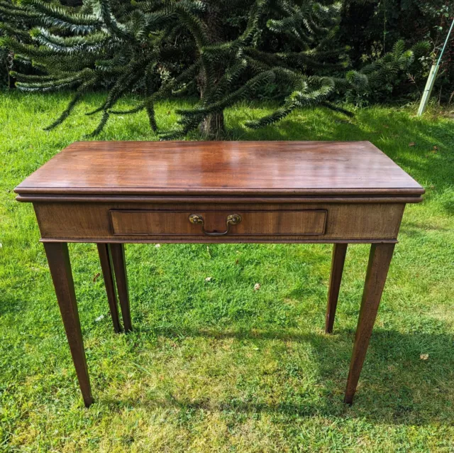 Superb George Iii Mahogany Fold Over Tea Table Single Drawer -Delivery Available