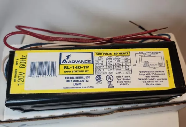 Advance RL-140-TP Magnetic 32W Rapid Start Ballast with SOCKETS