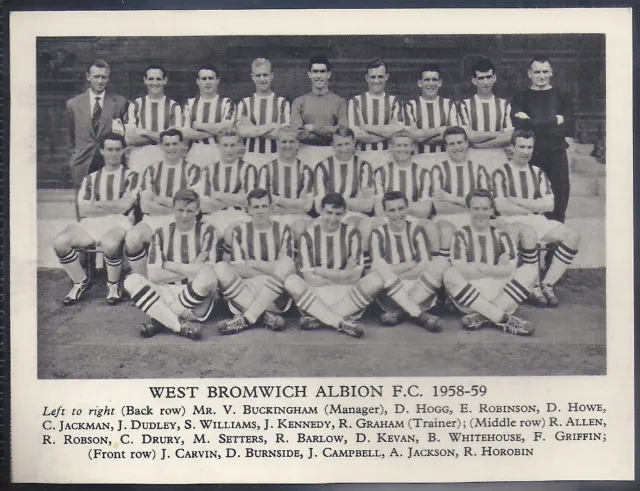 Fleetway-Football Teams 1958/59- West Brom Wba Fc