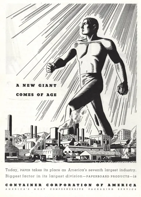 1936 Container Corporation: New Giant Comes of Age Vintage Print Ad