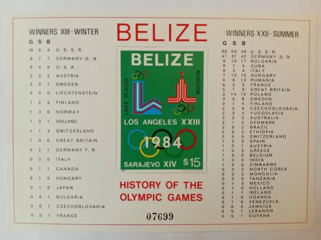 Belize stamp 1981, MI 36 B Block, Olympic history