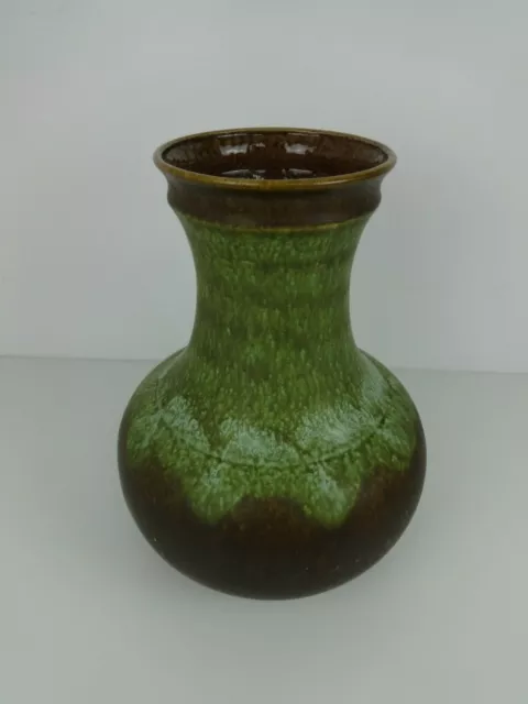 Westdeutsche Lava Keramik Bodenvase Riese 527/40 bauchiges Design grün braun