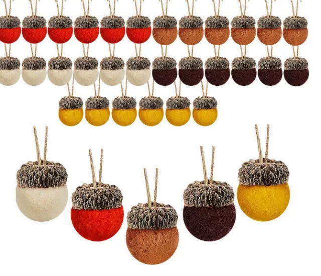 30Pcs Christmas Felt Ball Pine Cone Acorn Hanging Christmas Baubles Tree Decor