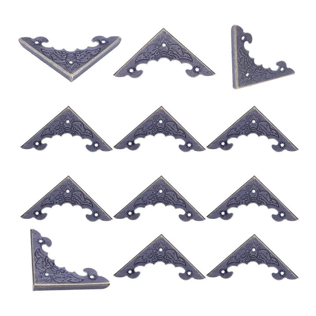 12pc muebles bronce esquina soportes joyería pecho vino caja caja libro Scrapboo