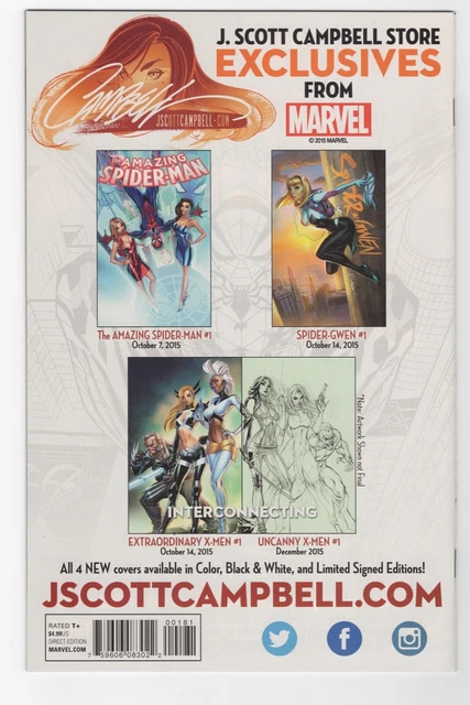 Extraordinary X-Men #1 J Scott Campbell B/W Variant NM 2