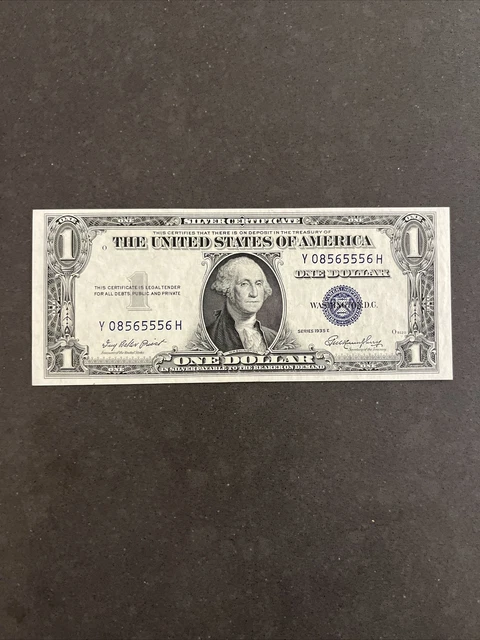 1935E $1 Silver Certificate Uncirculated Unc Fr 1614 Block Yh