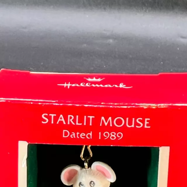 Starlit Mouse Hallmark Keepsake Miniature Ornament 1989 Star Dated Christmas Vtg 3