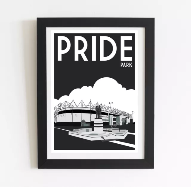 Derby County, Pride Park (inside), Retro art print poster