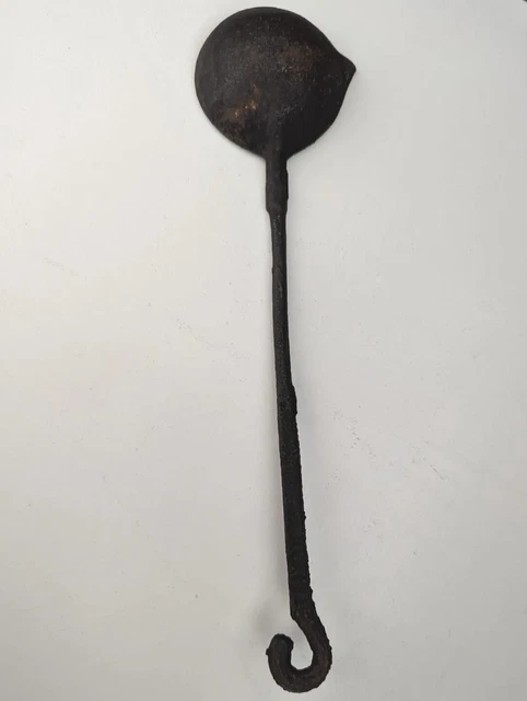 CAST IRON SPOON ANTIQUE 19TH CENTURY HAND FORGED Hanging Hook 2