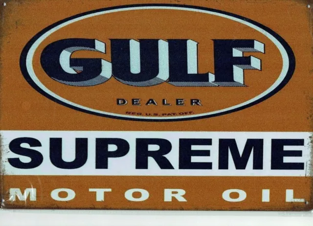 *Tolle Deko Blechschild Garage GULF Supreme Öldose Retro Sammler OIL Tankstelle*