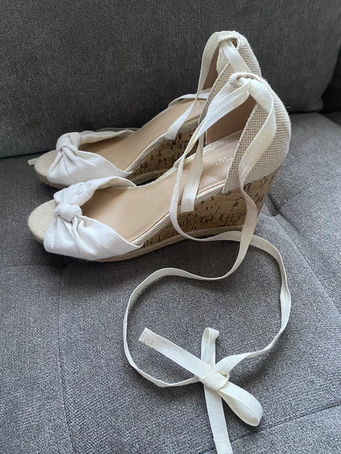 APT.9 Cork style wedge Shoe Lace Up Leg Size~8