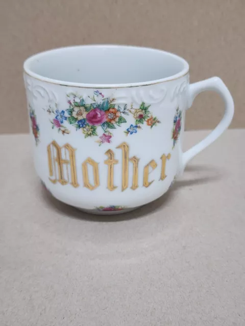 Vintage Mother Coffee Tea Mug Cup Gold Letter Trim Occupied Japan 3-1/2" T