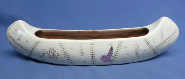 Rare Red Wing Pottery USA #735 Collectible Birch Bark Line Canoe Mint w/Sticker!