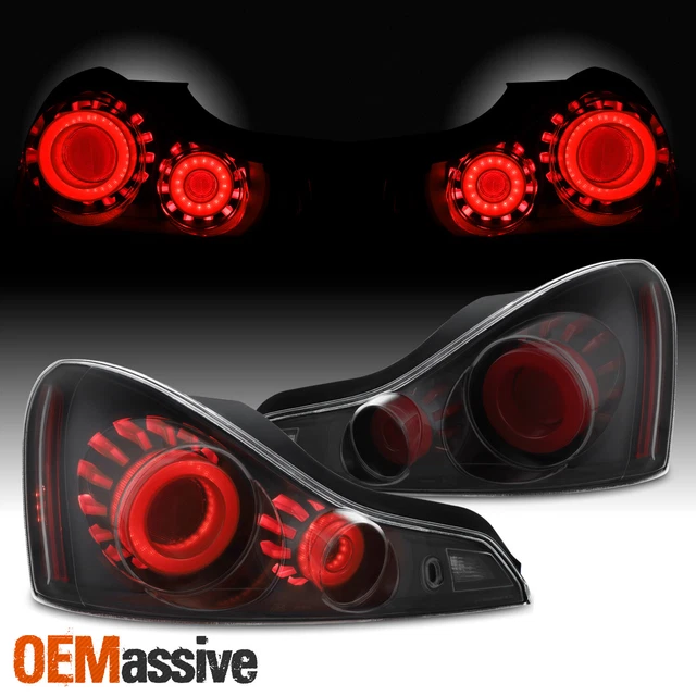 [GTR Style]Fit 2008-2015 G37 / Q60 Coupe 3D LED Tube Tail Lamp Blk Smoke Housing