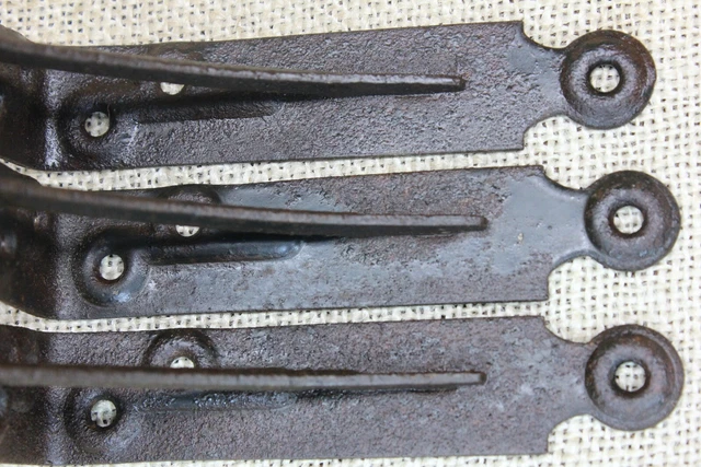 3 old Shelf supports Brackets 3 X 4" black rustic vintage industrial primitive 8