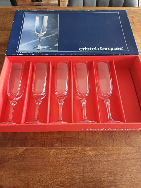 Cristal d'Arques coffret de 5 flutes a champagne modèle Chambéry