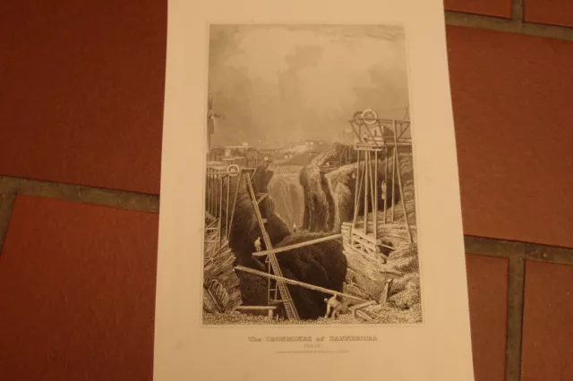 Antiker Stich Bergbau, "The Ironmines of Dannemora ( Swede)", TOP