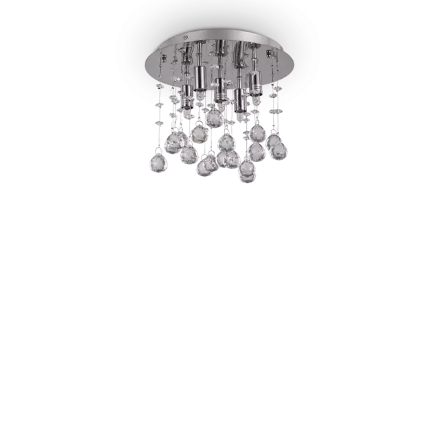 Moonlight cromo 5 luci Lampada Da Soffitto Plafoniera ottagoni e sfere in crista