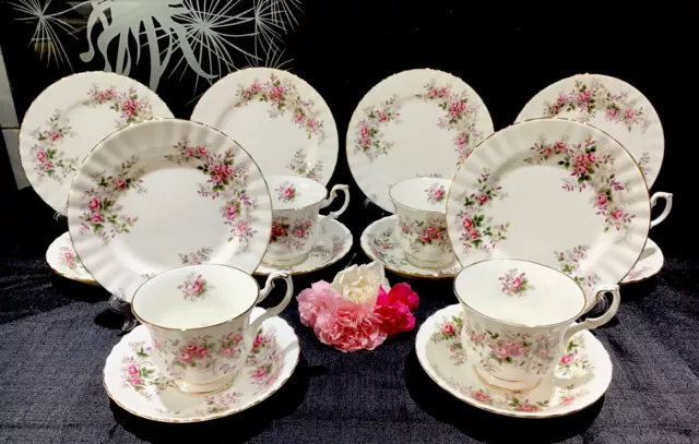 6 Royal Albert “Lavender Rose” Trios - 1st Quality - 18 Pieces - For 6 People!