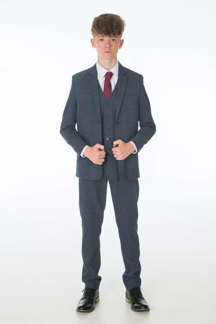 Abiti da ragazzo blu navy 5 pezzi abito da sposa ragazzi pagina ragazzo festa ballo - da 6/9 m a 14 anni 2